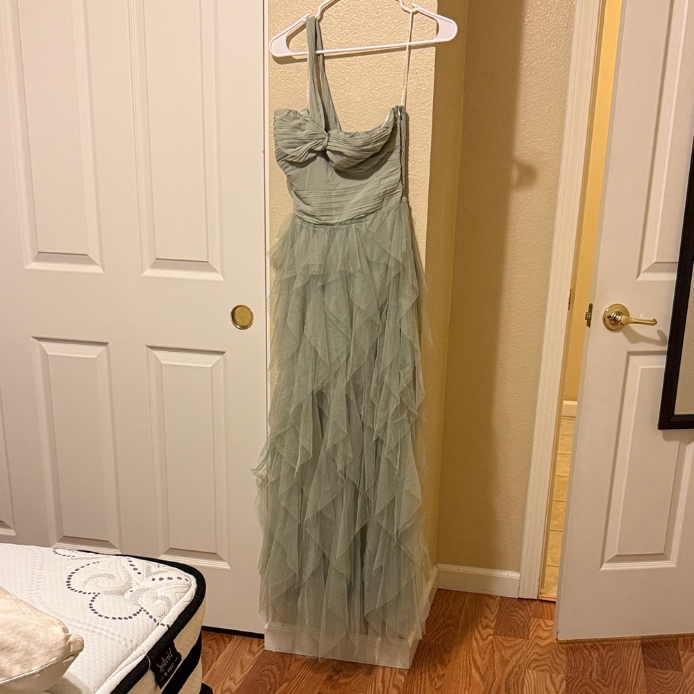 Hello Molly One Shoulder Sage Dress
